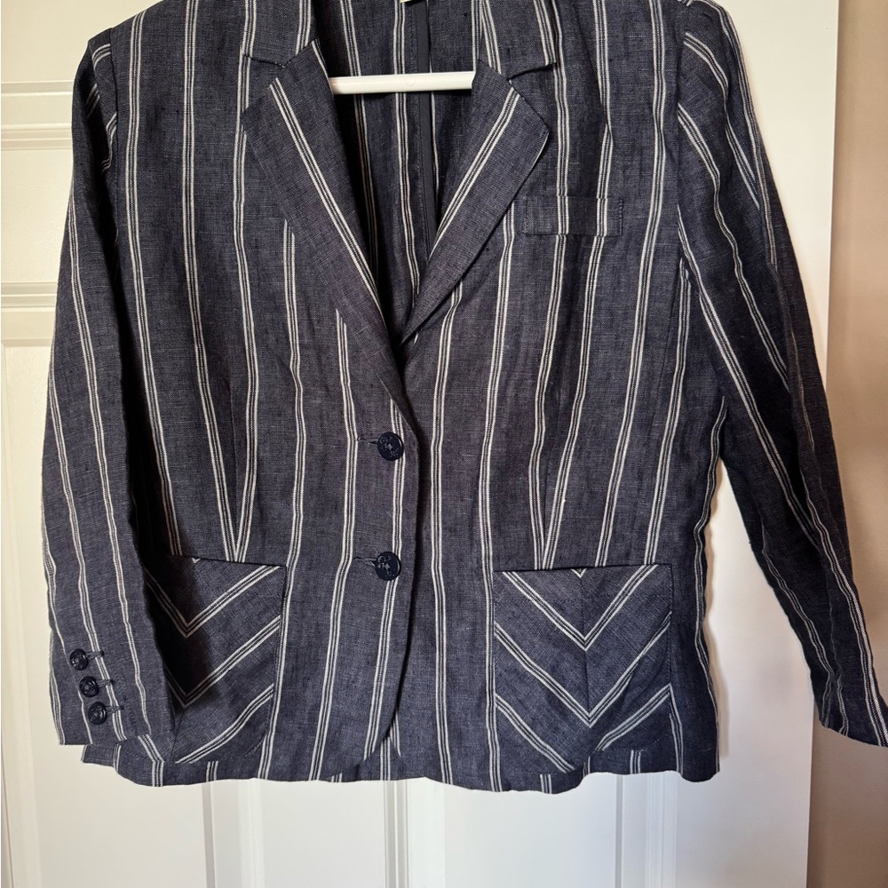CAbi Navy and White Striped Blazer 8